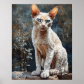 Schattige Devon Rex Cat Art Print Poster (Voorkant)