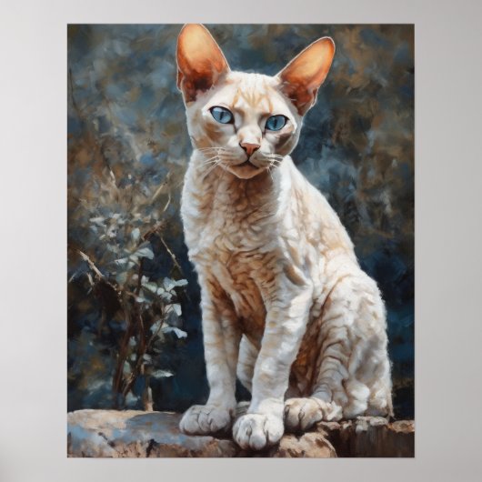 Schattige Devon Rex Cat Art Print Poster (Voorkant)