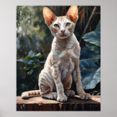 Schattige Devon Rex Cat Art Print Poster (Voorkant)
