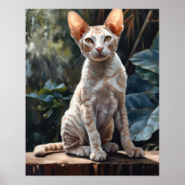 Schattige Devon Rex Cat Art Print Poster