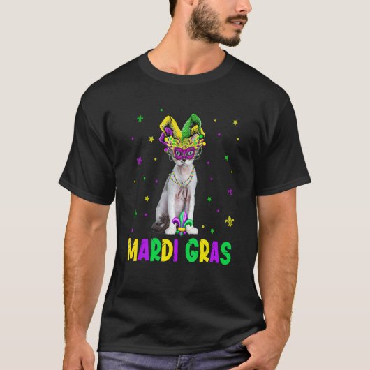 Schattige Devon Rex Kat Carnavalsmasker Mardi Gras T-shirt (Voorkant)