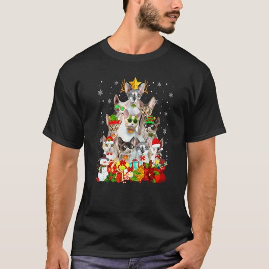 Schattige Devon Rex Kat Kerstboom Ornament Kat Xm T-shirt (Voorkant)