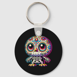 Schattige Día De Muertos Suiker Skull Pinguïn Dag Sleutelhanger