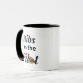 Schattige "Dibs on the Pilot" Typografie, Grappig, Mok (Voorkant links)