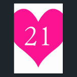 Schattige diep roze genummerd hart kaart<br><div class="desc">Eenvoudige schattige hartvorm in een diepe roze tint met wit tafelnummer voor uw bruiloft.</div>