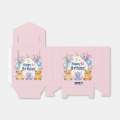 Schattige dieren blij 1e verjaardag bedankdoosjes (Uitgevouwen)