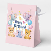 Schattige dieren blij 1e verjaardag bedankdoosjes (Achterkant)