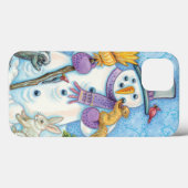 Schattige dieren bouwen een sneeuwman voor Kerstmi Case-Mate iPhone Case (Achterkant (horizontaal))