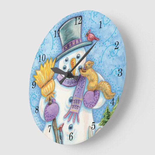 Schattige dieren bouwen een sneeuwman voor Kerstmi Grote Klok (Hoek)