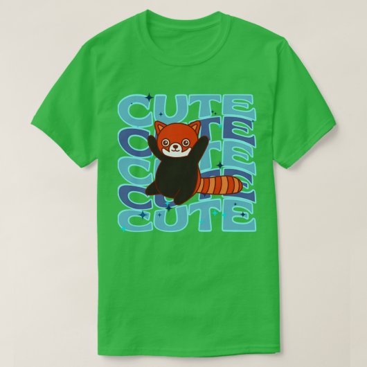Schattige dieren Cute Red Panda Blue T-shirt (Design voorkant)