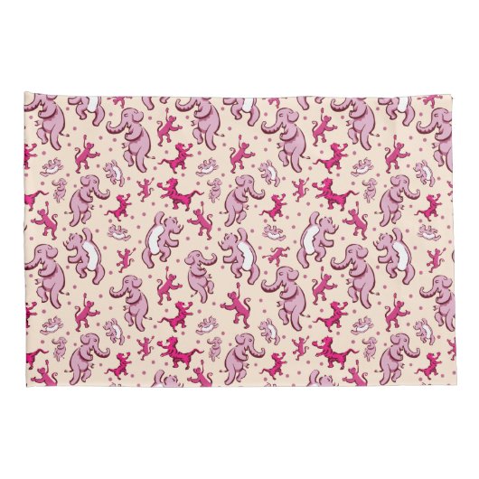 Schattige dieren Dans Roze Patroon Naam Kussensloop (Achterkant-Rechts)