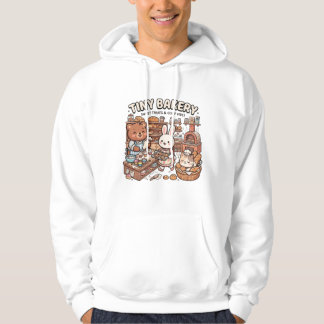 Schattige dieren die cupcakes en brood bakken in e hoodie