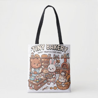 Schattige dieren die cupcakes en brood bakken tote bag