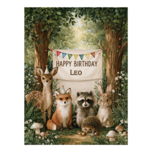Schattige Dieren die Verjaardag Vieren met Naambor Perfect Poster