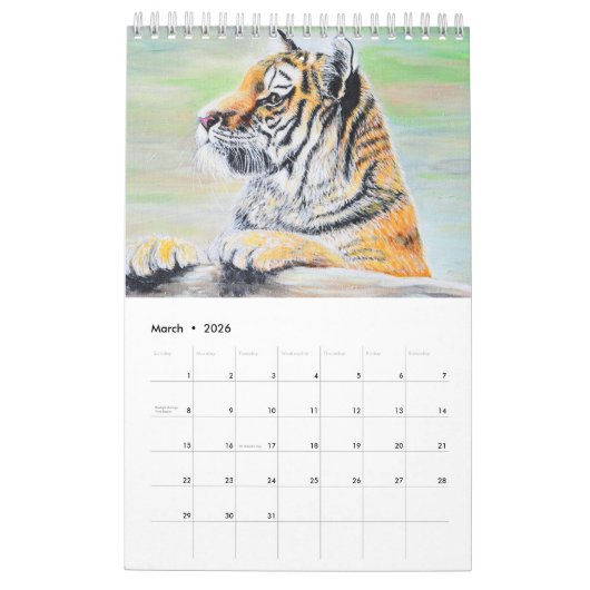 Schattige dieren en vogels schilderijen kalender (Mar 2026)
