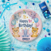 Schattige dieren Happy 1st Birthday Paper Bord (Feest)