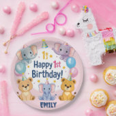Schattige dieren Happy 1st Birthday Paper Bord (Feest)