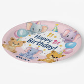 Schattige dieren Happy 1st Birthday Paper Bord (Gekanteld)