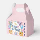 Schattige dieren Happy 1st Birthday Paper Bord Bedankdoosjes (Voorkant Zijde)