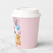 Schattige dieren Happy 1st Birthday Paper Bord Papieren Bekers (Links)