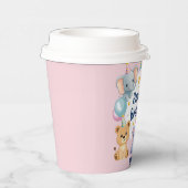 Schattige dieren Happy 1st Birthday Paper Bord Papieren Bekers (Rechts)