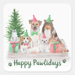 Schattige dieren Holiday Cat Puppy Kitten Vierkante Sticker