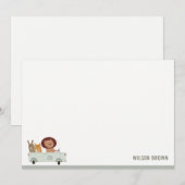 Schattige Dieren In de Auto Stadsweg Kinderverjaar Notitiekaartje (Voorkant / Achterkant)