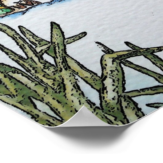 schattige dieren in de sneeuwafbeelding in wilde d poster (Hoek)