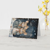 Schattige Dieren in het Bos Kerst Groet Kaart (Gele Bloem)