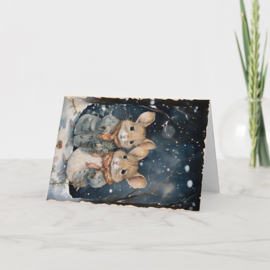 Schattige Dieren in het Bos Kerst Groet Kaart (Voorkant)