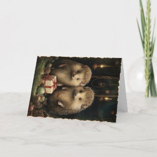 Schattige Dieren in het Bos Kerst Groet Kaart