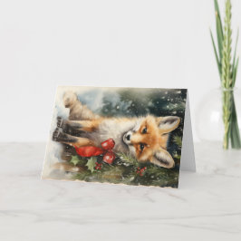 Schattige Dieren in het Bos Kerst Groet Kaart