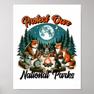 Schattige Dieren Kamperen Bescherm onze Nationale Poster