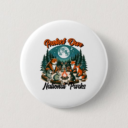 Schattige Dieren Kamperen Bescherm onze Nationale Ronde Button 5,7 Cm (Voorkant)