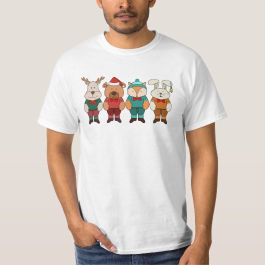 Schattige dieren klaar voor de winter t-shirt (Voorkant)