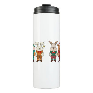 Schattige dieren klaar voor de winter thermosbeker