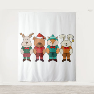 Schattige dieren klaar voor de winter wandkleed