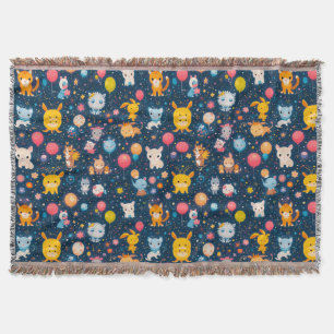 Schattige dieren met ballonnen en sterren deken