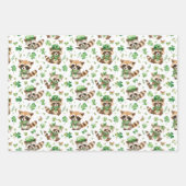 Schattige dieren Shamrock Green St. Patrick's Day Inpakpapier Vel (Voorkant 3)
