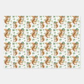 Schattige dieren Shamrock Green St. Patrick's Day Inpakpapier Vel (Voorkant 2)