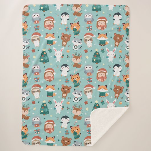 Schattige dieren Sherpa Blanket Sherpa Deken (Voorkant)