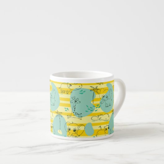 Schattige dieren spelen met water 2 espresso kop (Voorkant rechts)