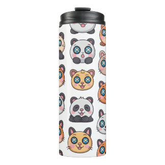Schattige Dieren Stickerblad Aardige Cartoon Karak Thermosbeker