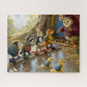 Schattige Dieren Terug naar School Legpuzzel