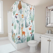 Schattige dieren: tropisch bos doodle. douchegordijn (In situ)