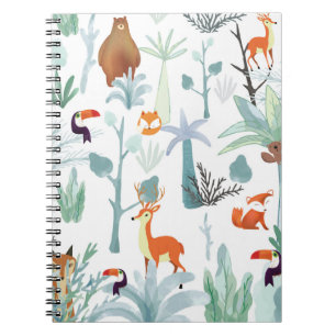 Schattige dieren: tropisch bos doodle. notitieboek