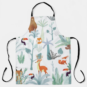 Schattige dieren: tropisch bos doodle. schort