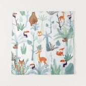 Schattige dieren: tropisch bos doodle. wandkleed (Voorkant)