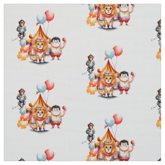 Schattige Dieren uit het Oude Circus Stof (Swatch)