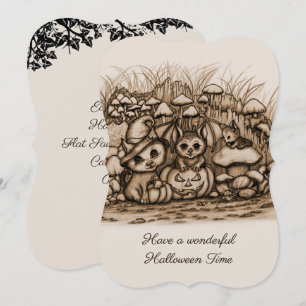 Schattige dieren wachten op Halloween Save The Date